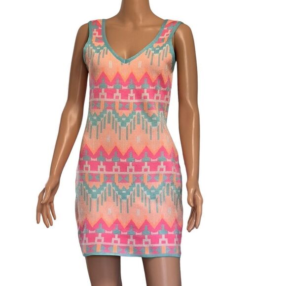 2B by bebe Multicolored Knit Sleeveless Bodycon Dress LARGE - Picture 2 of 14